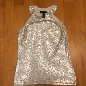 iNC Sliver Sequin Top Size M